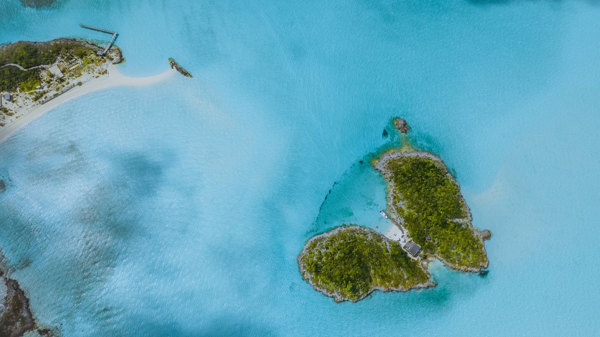 Vue aérienne de l'archipel de la Guadeloupe et de ses lagons